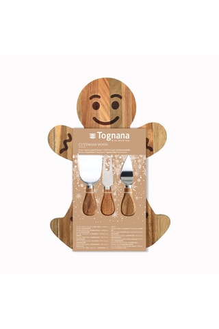Tabla para aperitivo y 3 utensilios de madera de acacia y acero inoxidable Kiko Cutemass Wood - 4 piezas