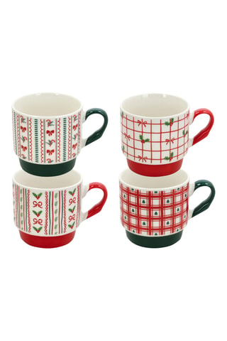 2 tazas de porcelana New Bone China Holiday Mix - 33,5 cl - Modelo aleatorio