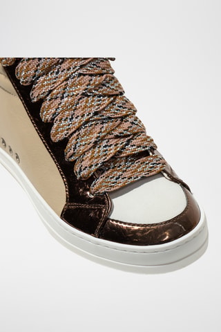 Sneakers montantes en cuir - Beige