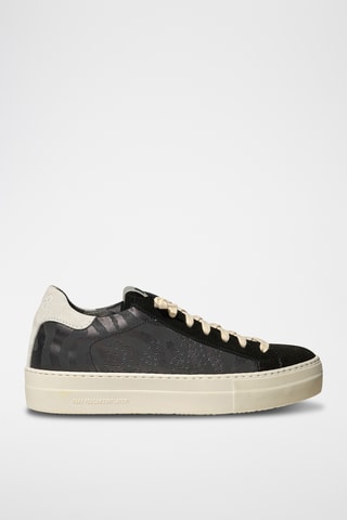 Baskets plateformes en nubuck - Blanc et noir