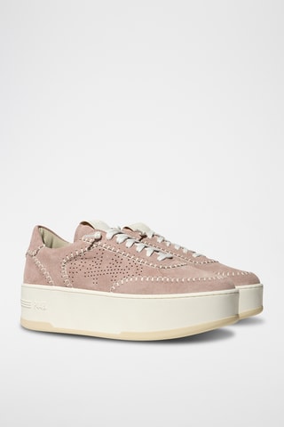 Baskets plateformes en nubuck - Rose