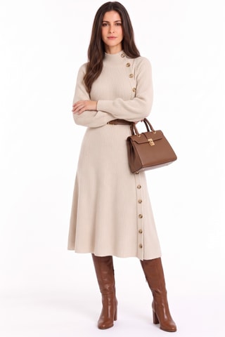 Robe pull en laine - Écru