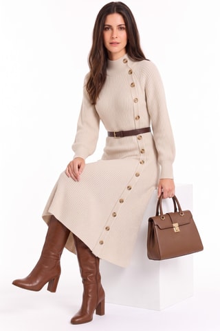 Robe pull en laine - Écru