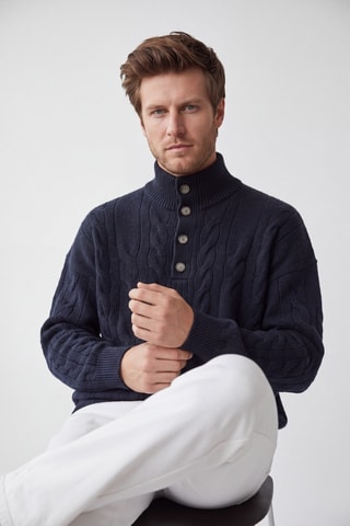 Pull en laine - Bleu foncé