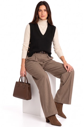 Pull sans manches en laine - Noir