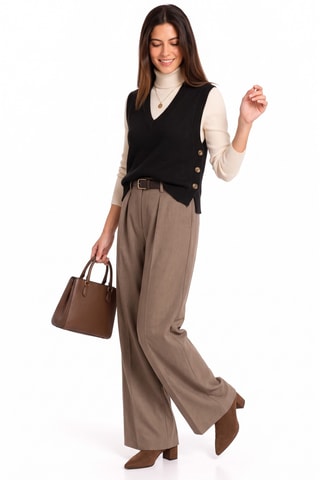 Pull sans manches en laine - Noir