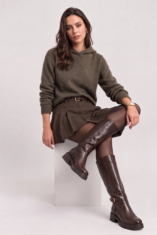 Pull oversize à capuche - Kaki