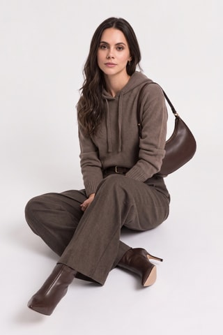 Pull oversize à capuche - Marron