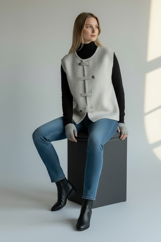 Gilet sans manches en laine - Écru