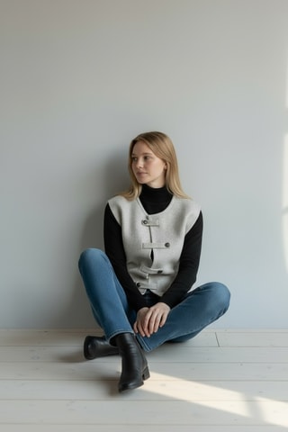 Gilet sans manches en laine - Écru
