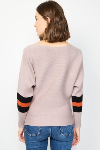 Pull - Beige, noir et orange