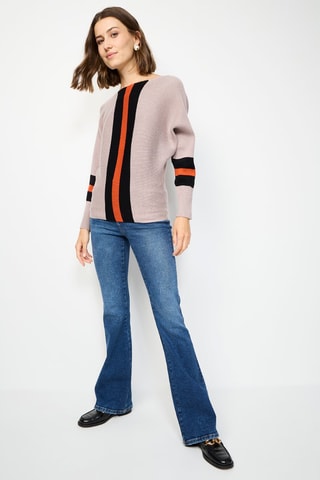 Pull - Beige, noir et orange