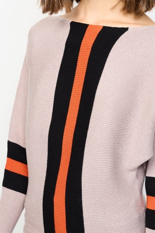 Pull - Beige, noir et orange