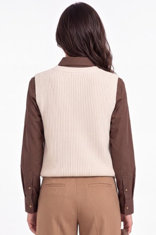 Pull sans manches en laine - Écru