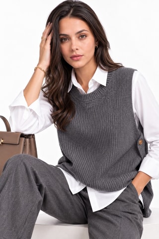 Pull sans manches en laine - Gris