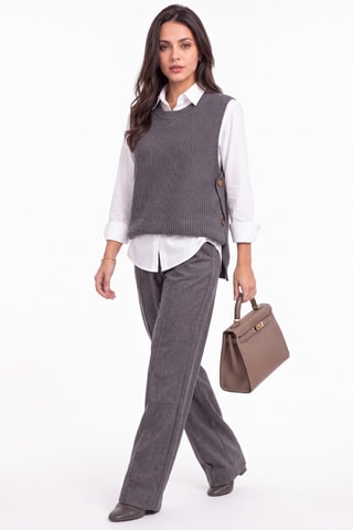 Pull sans manches en laine - Gris