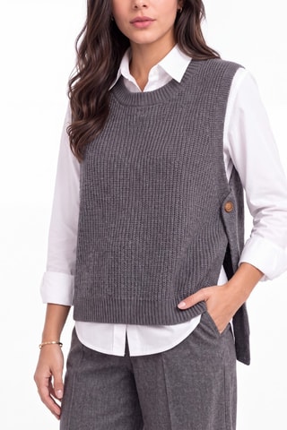 Pull sans manches en laine - Gris