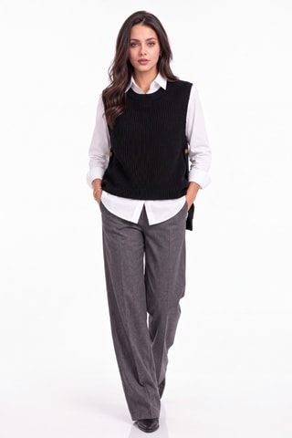 Pull sans manches en laine - Noir