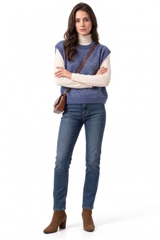 Pull sans manches en laine - Bleu