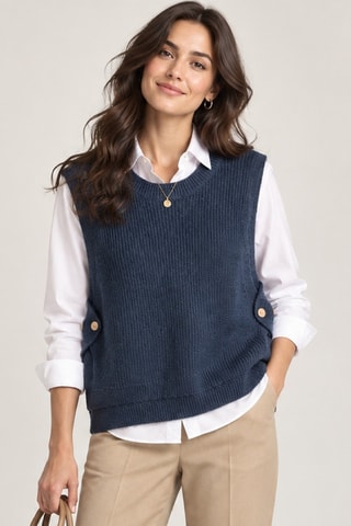 Pull sans manches en laine - Turquoise