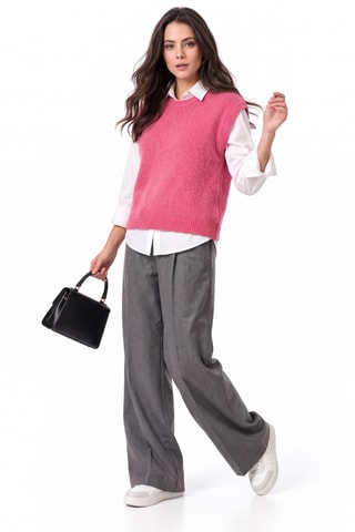 Pull sans manches en laine - Fuchsia