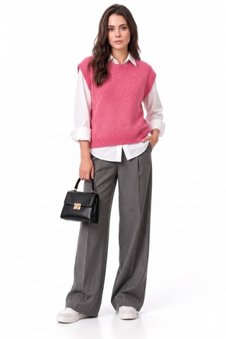 Pull sans manches en laine - Fuchsia