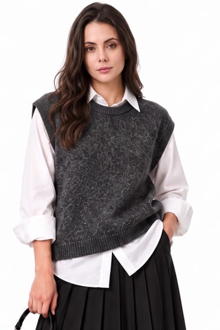 Pull sans manches en laine - Gris