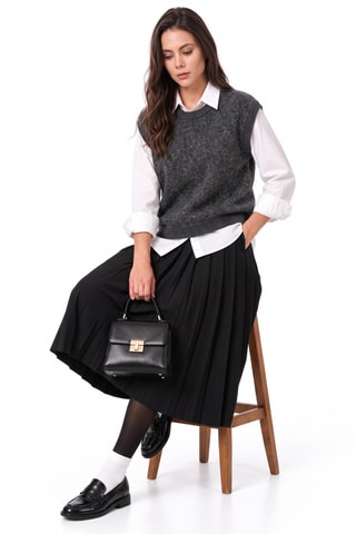 Pull sans manches en laine - Gris