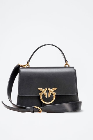 Sac à main en cuir de veau Love One - Noir