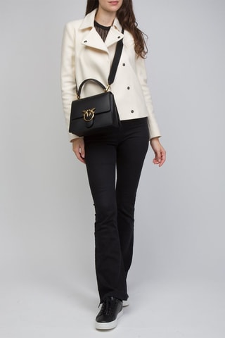 Sac à main en cuir de veau Love One - Noir