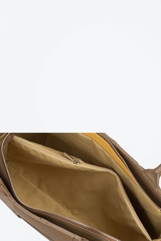 Kalfsleren shopper Taupe - Beige