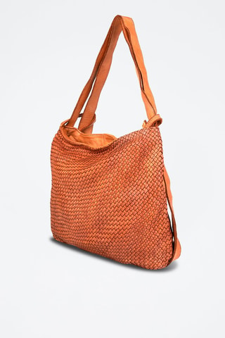 Leren Shopper Camel - Bruin en zilverkleurig
