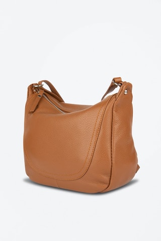 Kalfsleren Schoudertas Camel - Bruin