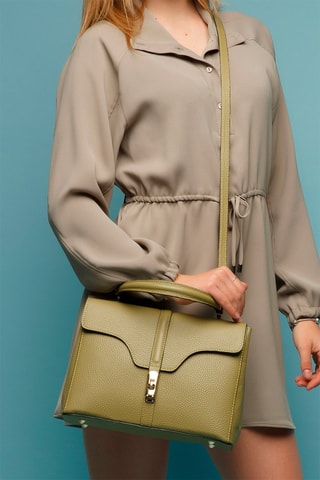 Sac bandoulière en cuir - Vert et doré
