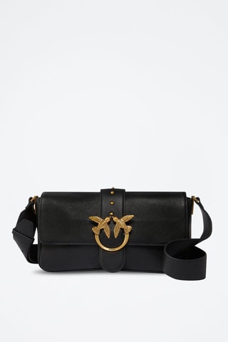 Sac bandoulière en cuir de veau Modello Love - Noir et doré