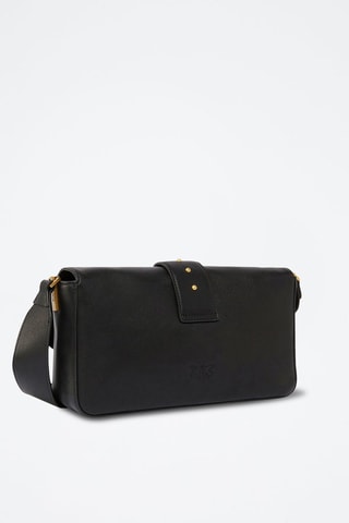 Sac bandoulière en cuir de veau Modello Love - Noir et doré