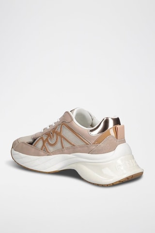 Leren Platform Sneakers - Goudkleurig en roze