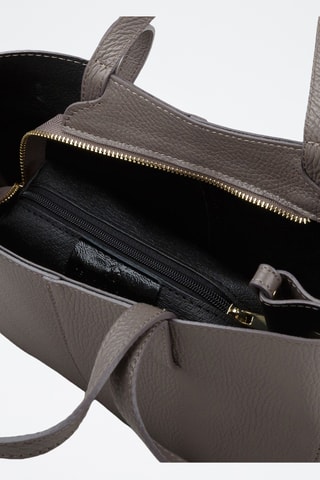 Kalfsleren Handtas en Clutch - Donkergrijs