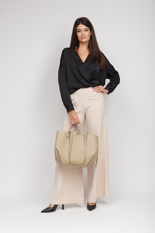 Kalfsleren Handtas en Clutch - Beige