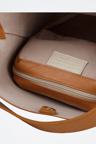 Kalfsleren Buideltas en Clutch - Lichtbruin