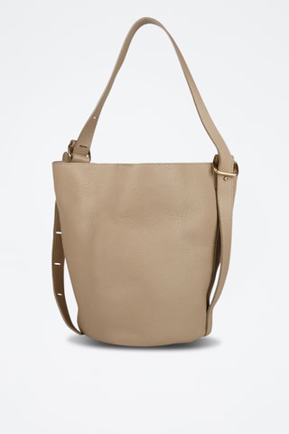 Kalfsleren Buideltas en Clutch - Beige