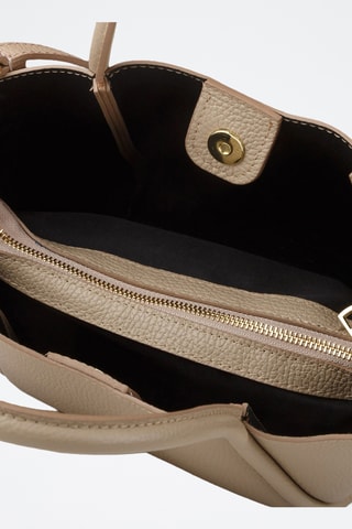 Leren Handtas en Clutch - Beige