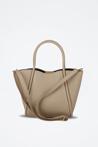 Leren Handtas en Clutch - Beige