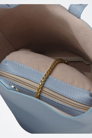 Kalfsleren Buideltas en Clutch - Lichtblauw