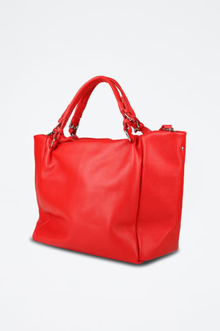 Kalfsleren Shopper - Rood