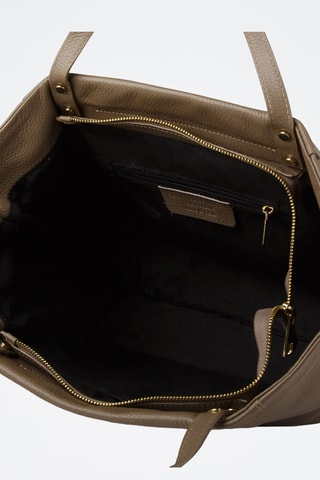 Kalfsleren Shopper - Taupe