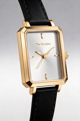 Leren Quartz Horloge- Zwart en Goudkleurig