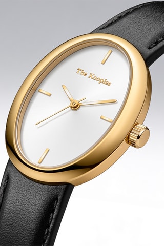 Leren Quartz Horloge- Zwart en Goudkleurig