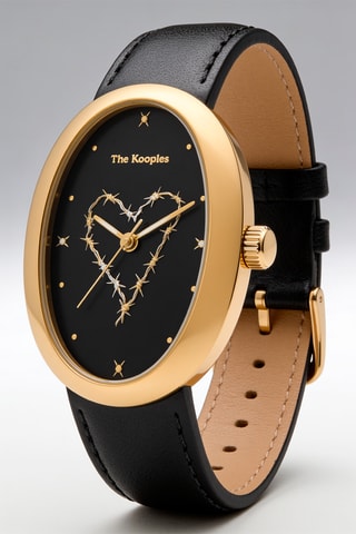 Leren Quartz Horloge- Zwart en Goudkleurig