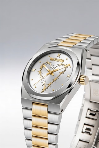 Stalen Quartz Horloge - Goudkleurig en Zilverkleurig
